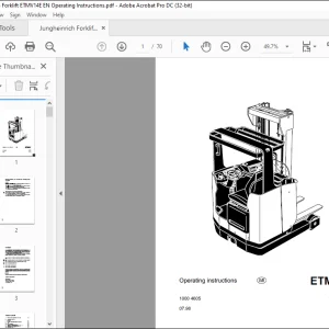 Jungheinrich Forklift ETM V 14-25 Operating instructions Manual 10004605 - PDF DOWNLOAD