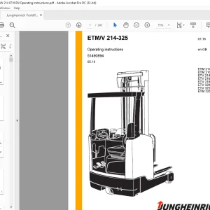 Jungheinrich Forklift ETM V 214-325 Operating instructions Manual 51490894 - PDF DOWNLOAD