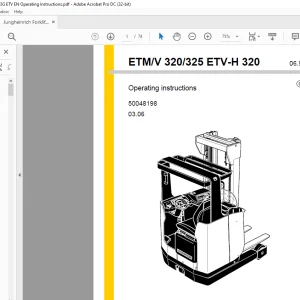 Jungheinrich Forklift ETM V 320 325 ETV-H 320 Operating Instructions Manual 50048198  - PDF DOWNLOAD