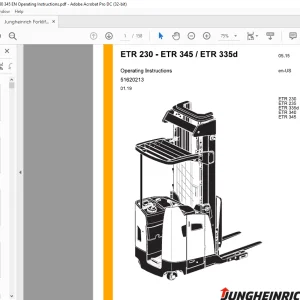Jungheinrich Forklift ETR 230 ETR 235 ETR 335d ETR 340 ETR 345 Operating instructions Manual 51620213 - PDF DOWNLOAD