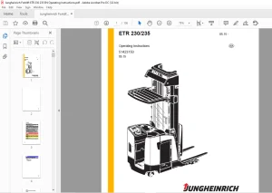 Jungheinrich Forklift ETR 230 ETR 235 Operating Instructions Manual 51423150  - PDF DOWNLOAD