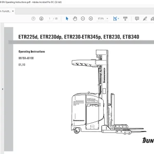 Jungheinrich Forklift ETR225d,ETR230dp,ETR230-ETR345p,ETB230,ETB340 Operating Instructions Manual 99750-JS 100 - PDF DOWNLOAD