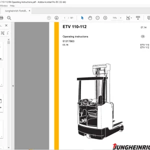 Jungheinrich Forklift ETV 110-112 Operating instructions Manual 51317663 - PDF DOWNLOAD