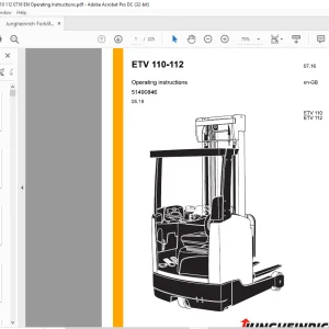 Jungheinrich Forklift ETV 110-112 Operating instructions Manual 51490846  - PDF DOWNLOAD