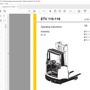 Jungheinrich Forklift  ETV 110 ETV 112 ETV 114 ETV 116 Operating Manual 50468482 - PDF DOWNLOAD
