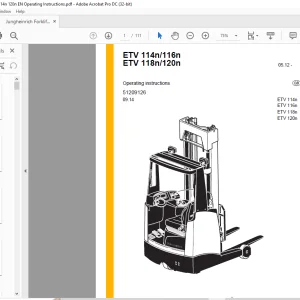 Jungheinrich Forklift ETV 114n ETV 116n ETV 118n ETV 120n Operating Instruction Manual 51209126 - PDF DOWNLOAD