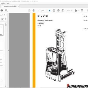 Jungheinrich Forklift ETV 216i Operating instructions Manual 51653667  - PDF DOWNLOAD