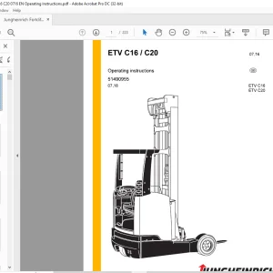 Jungheinrich Forklift ETV C16 ETV C20 Operating instructions Manual 51490955 - PDF DOWNLOAD