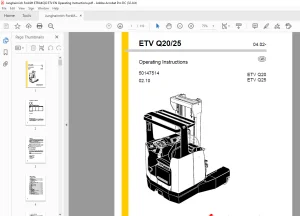 Jungheinrich Forklift ETV Q20 ETV Q25 Operating Instructions Manual 50147514 - PDF DOWNLOAD