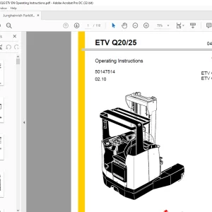 Jungheinrich Forklift ETV Q20 ETV Q25 Operating Instructions Manual 50147514 - PDF DOWNLOAD
