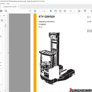 Jungheinrich Forklift ETV Q20/Q25 Operating instructions Manual 51546933 - PDF DOWNLOAD