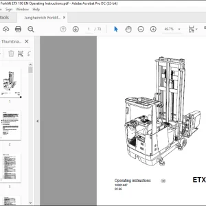 Jungheinrich Forklift ETX 100 Operating instructions Manual 10001447 - PDF DOWNLOAD