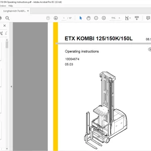 Jungheinrich Forklift ETX KOMBI 125 150K 150L Operating Instructions Manual 10004674 - PDF DOWNLOAD