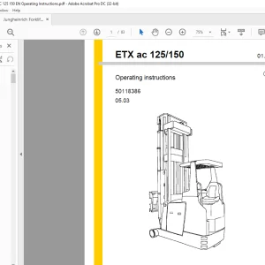 Jungheinrich Forklift ETX ac 125/150 Operating Instructions Manual 50118386 - PDF DOWNLOAD