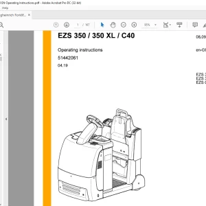 Jungheinrich Forklift EZS 350 EZS 350 XL EZS C40 Operating instructions Manual 51442061 - PDF DOWNLOAD