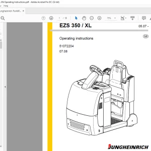 Jungheinrich Forklift EZS 350 XL Operating Instructions Manual 51072204 -  PDF DOWNLOAD