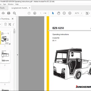 Jungheinrich Forklift EZS 6250 Operating Instructions Manual 51204795 - PDF DOWNLOAD