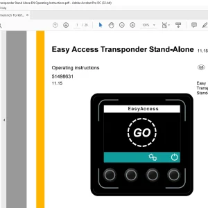 Jungheinrich Forklift Easy Access Transponder Stand-Alone Operating Instructions Manual 51498631 -  PDF DOWNLOAD