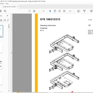 Jungheinrich Forklift GTE 106 GTE 212 GTE 312 Operating Instructions Manual 51584740  - PDF DOWNLOAD