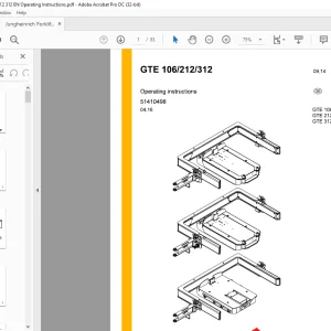 Jungheinrich Forklift GTE 106 GTE 212 GTE 312 Operating instructions Manual 51410498 - PDF DOWNLOAD