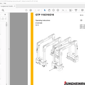 Jungheinrich Forklift GTP 110 GTP 210 GTP 216 Operating Instructions Manual 51341548 - PDF DOWNLOAD
