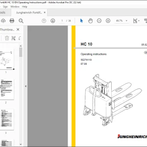 Jungheinrich Forklift HC 10 Operating instructions Manual 50274119 - PDF DOWNLOAD