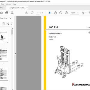 Jungheinrich Forklift HC 110 Operating Instructions Manual 51017163 - PDF DOWNLOAD