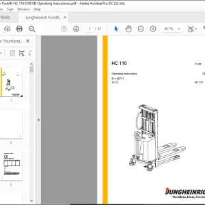 Jungheinrich Forklift HC 110 Operating Instructions Manual  - PDF DOWNLOAD