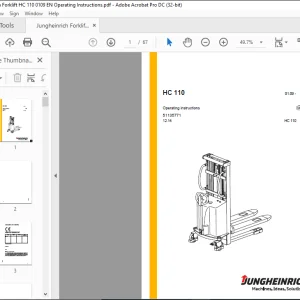 Jungheinrich Forklift HC 110 Operating instructions Manual 51135771 - PDF DOWNLOAD