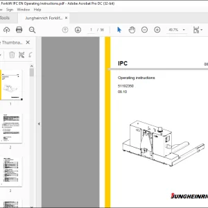 Jungheinrich Forklift IPC Operating Instructions Manual 51192350 - PDF DOWNLOAD
