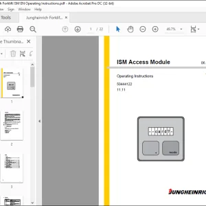 Jungheinrich Forklift ISM Access Module Operating Instructions Manual 50444122  - PDF DOWNLOAD