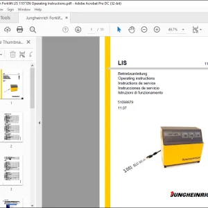 Jungheinrich Forklift LIS Operating Instructions Manual 51098879  - PDF DOWNLOAD