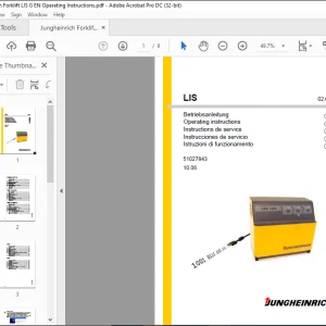 Jungheinrich Forklift LIS Operating instructions Manual 51027843 - PDF DOWNLOAD