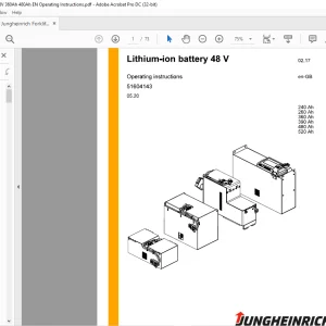 Jungheinrich Forklift Lithium-ion battery 48 V Operating Instructions Manual 51604143 - PDF DOWNLOAD