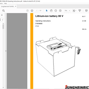 Jungheinrich Forklift Lithium-ion battery 80 V Operating Instructions Manual 51604668 -  PDF DOWNLOAD