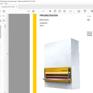 Jungheinrich Forklift PRKlS0/350/650 instructions Manual 51403181 - PDF DOWNLOAD
