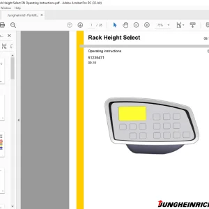 Jungheinrich Forklift Rack Height Select Operating instructions Manual 51235471 -  PDF DOWNLOAD