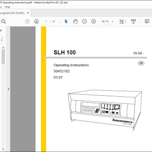 Jungheinrich Forklift SLH 100 Operating instructions Manual 50452102 - PDF DOWNLOAD