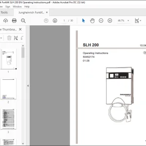 Jungheinrich Forklift SLH 200  Operating Instructions Manual 50452174 - PDF DOWNLOAD