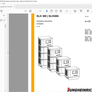 Jungheinrich Forklift SLH 300 SLH300i Operation & Maintenance Manual 51595831 -  PDF DOWNLOAD