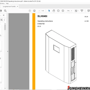 Jungheinrich Forklift SLH040i Operating instructions Manual 51853708  - PDF DOWNLOAD