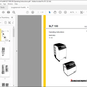 Jungheinrich Forklift SLT 100 Operating instructions Manual 50451882 -  PDF DOWNLOAD