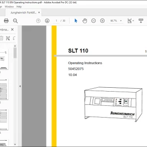 Jungheinrich Forklift SLT 110 Operating Instructions Manual 50452075 - PDF DOWNLOAD