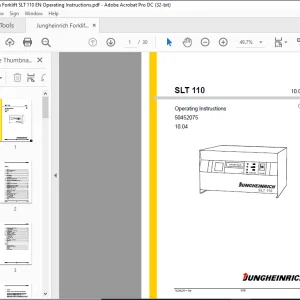 Jungheinrich Forklift SLT 110 Operating instructions Manual 50452075  -  PDF DOWNLOAD