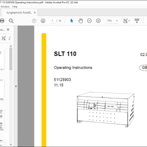 Jungheinrich Forklift SLT 110 Operating instructions Manual 51125903  - PDF DOWNLOAD