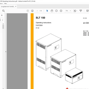 Jungheinrich Forklift SLT 150 Operating instructions Manual 51672561  - PDF DOWNLOAD