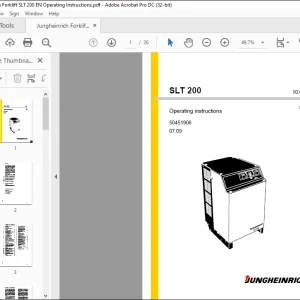 Jungheinrich Forklift SLT 200 Operating Instructions Manual 50451906 - PDF DOWNLOAD