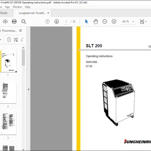 Jungheinrich Forklift SLT 200 Operating instructions Manual 50451906 -  PDF DOWNLOAD