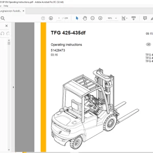 Jungheinrich Forklift TFG 425-435df Operating Instructions Manual 51428473 - PDF DOWNLOAD