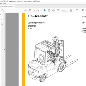 Jungheinrich Forklift TFG 425-435df Operating instructions Manual 51694451 - PDF DOWNLOAD